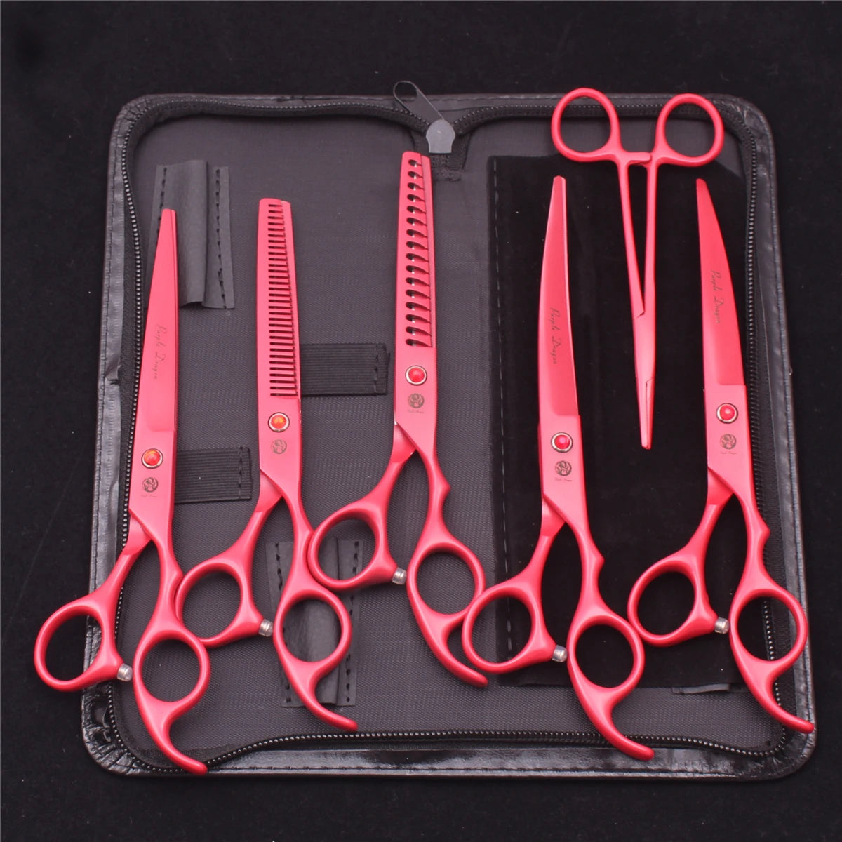 Tesouras de Tosa para Animais de Estimação Purple Dragon Japão Aço Inoxidável Rosa Curva para Cães Tesouras de Desbaste para Cães Tesouras Chunker Z3003