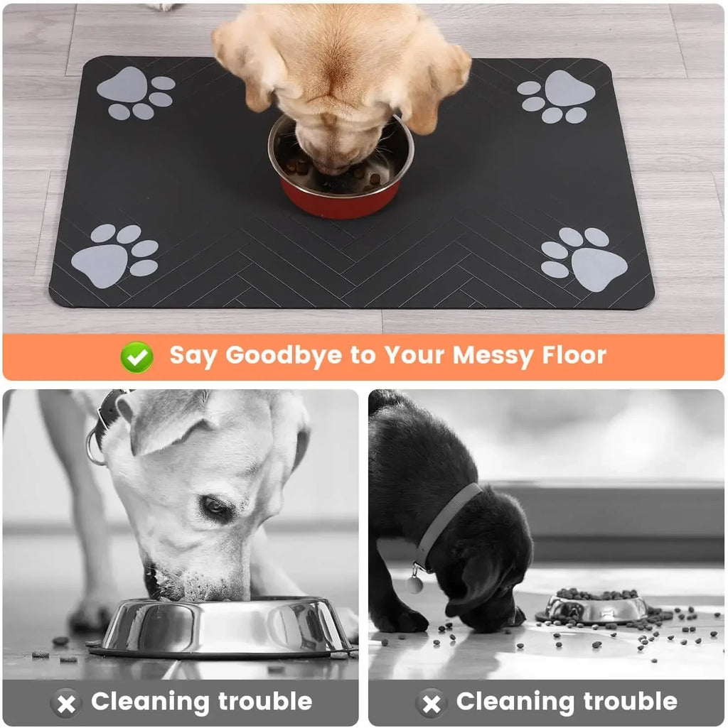 Tapete de Alimentação para Pets - Jogo Americano Absorvente para Comida e Água de Pets com Base de Borracha Impermeável de Secagem Rápida para Cães e Gatos