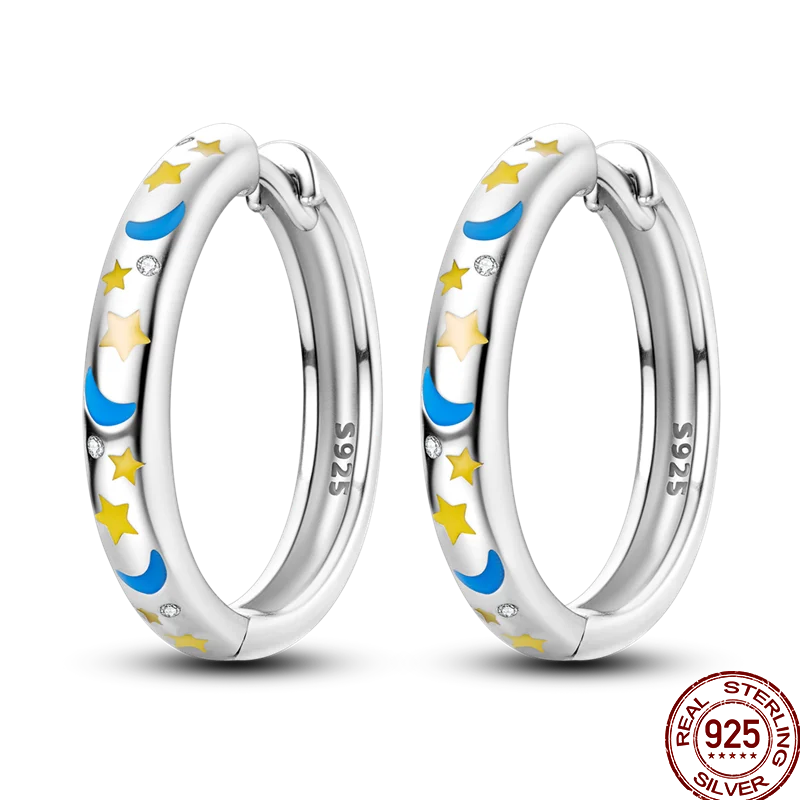 Earrings 925 Sterling Silver Colorful Shiny Zircon Earrings Temperament Charm Luxury Party Jewelry Gift Birthday Anniversary