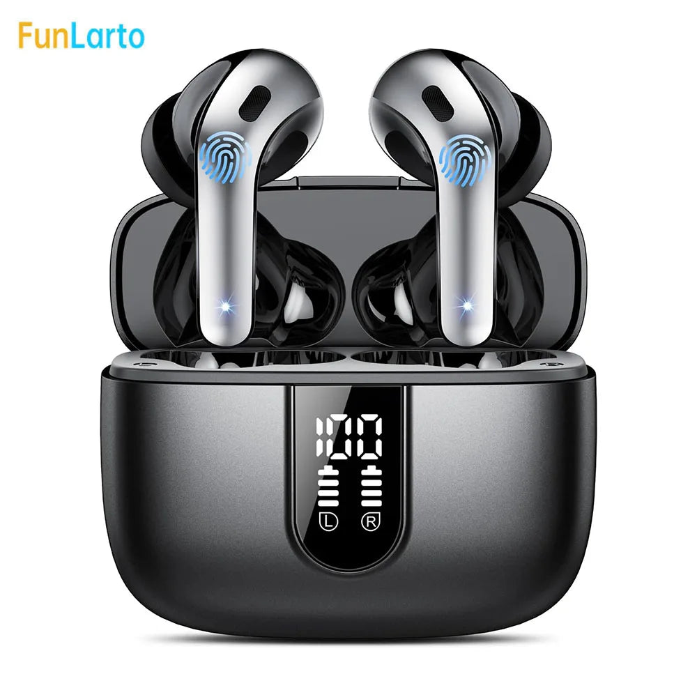 Fones de Ouvido Sem Fio com Bluetooth 5.3, Cancelamento de Ruído ENC com Quatro Microfones para Chamadas, 50H de Reprodução Fones de Ouvido Bluetooth