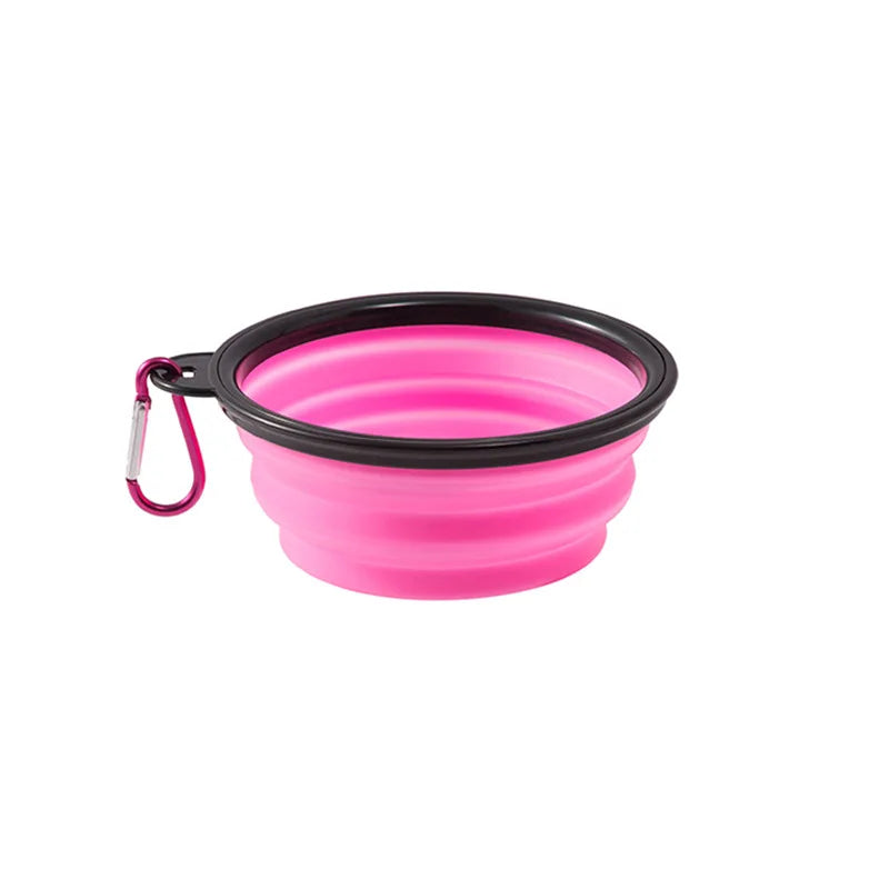 Folding Portable Silicone Dog Feeder Bowl 2 In 1 Pet Dispenser Outdoor Travel Dog Cat with Carabiner Bottle Food Water Container