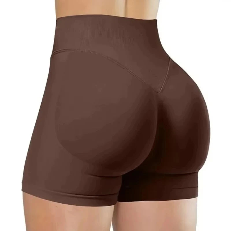 Shorts Esportivos Femininos de Cintura Alta Sem Costura para Academia Fitness Legging Fina Treino Ioga Corrida Levanta Bumbum Ciclismo