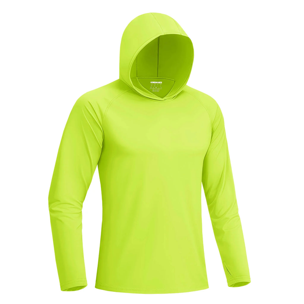 Camiseta Masculina com Capuz — Proteção Solar UPF 50+, Manga Longa e Secagem Rápida