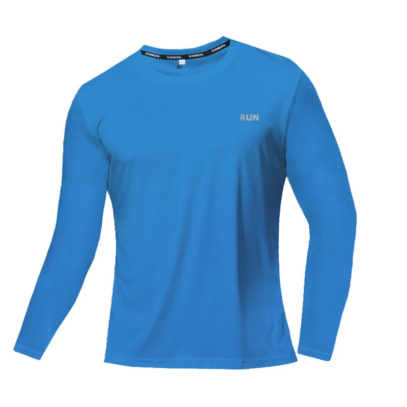 Camiseta Masculina Manga Longa de Seda Gelo Verão 2023 Nova Secagem Rápida Respirável Ar Condicionado Proteção Solar ao Ar Livre Corrida