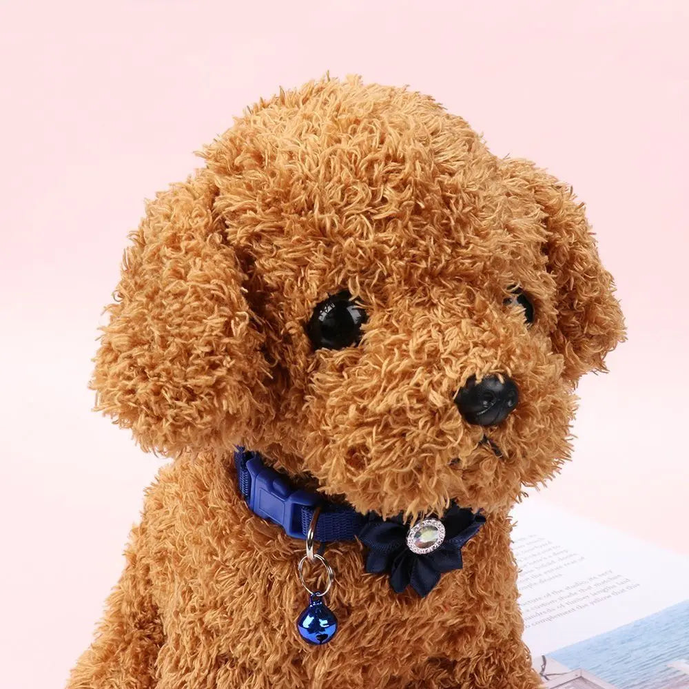 Lovely Adjustable Pet Bell Flower Collar Cute Small Cat Flower Necklace With Flower Bells Dog Neck Ring Car Accessories