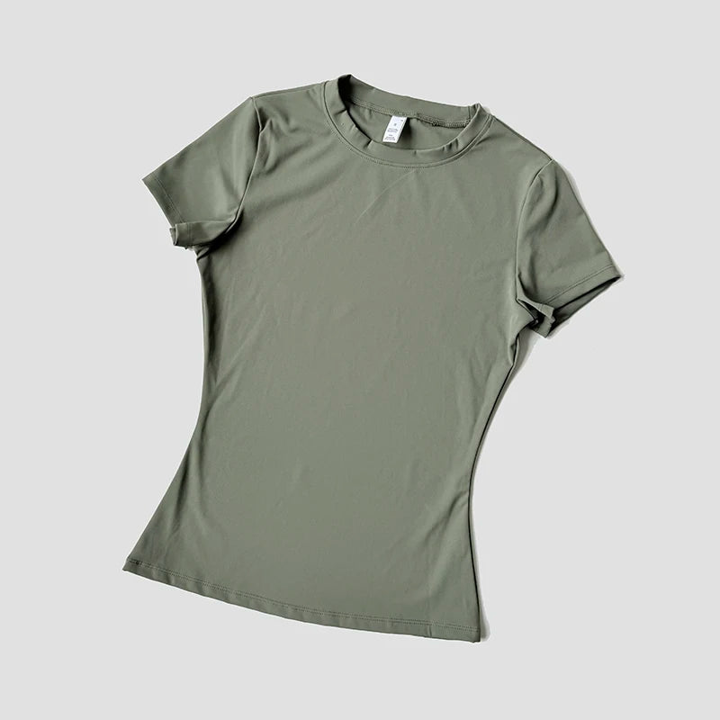 Blusas Yoga Femininas Sem Costura Esportivas Camisetas Fitness Manga Curta Yoga Camisa Top para Academia Corrida Treino Ativo