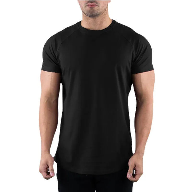 Camiseta Masculina Lisa de Academia Verão Fitness Gola Redonda Manga Curta Algodão Slim Fit Camiseta Treino Musculação Tops