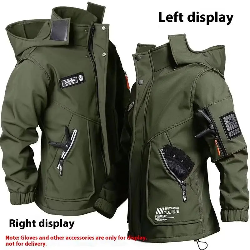 Jaqueta Masculina de Motocicleta com Conjunto de Treinamento de Veludo para Outono e Inverno Jaqueta Antidesgaste Impermeável Resistente ao Frio Presentes de Fim de Ano