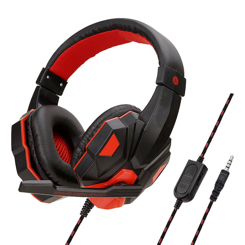 Headset Gamer Over-Ear Com Fio 3.5mm Fone De Ouvido Estéreo Com Microfone Ajustável Para PS4 PS5 Notebook Computador PC