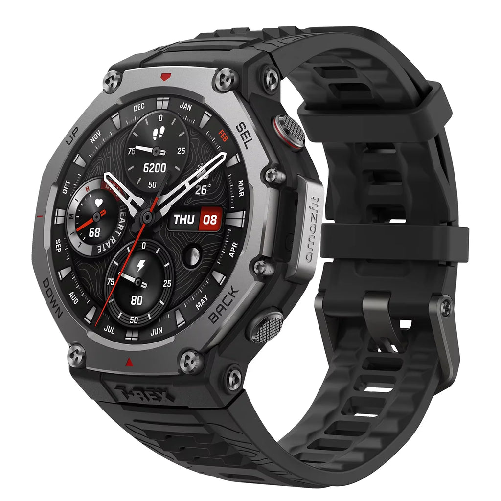 Amazfit T-Rex 3 T Rex 3 Outdoor Smartwatch 48mm Tela AMOLED 6 Sistemas de Satélite GPS de Banda Dupla 170 Modos Esportivos Smart Watch