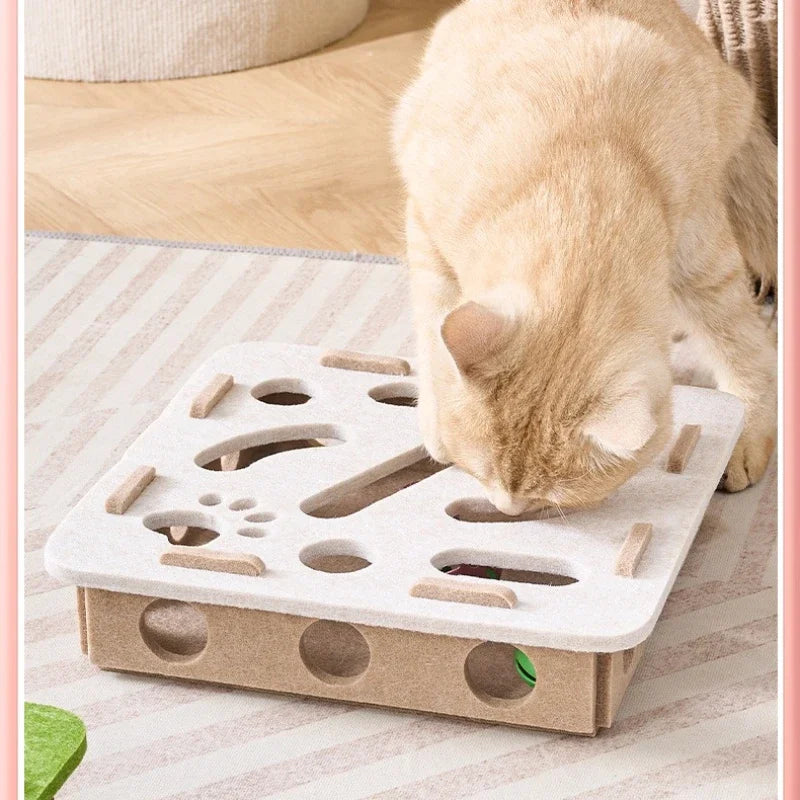Brinquedo de Quebra-Cabeça para Gatos, Caixa de Feltro para Quebra-Cabeça, Brinquedo para Exercitar Gatos com Bolinha, Esporte Interno, Entretenimento, Brinquedos de Caça para Gatos Internos