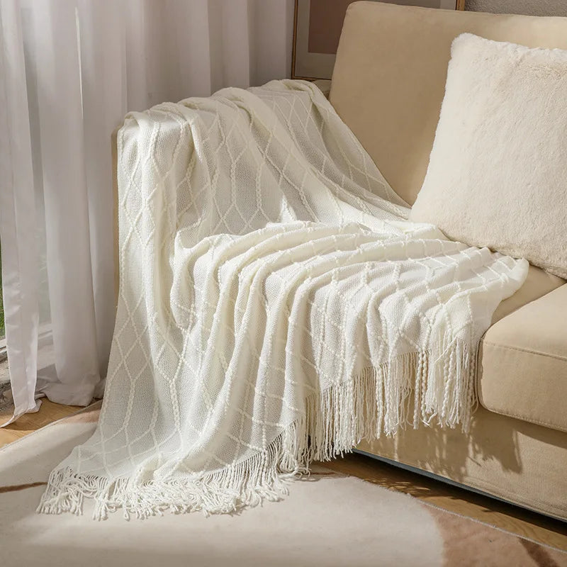 Cable Knit Khaki Throw Blanket Lightweight Knitted Jacquard Throw Blanket for Couch, Sofa, Bed, Chair, Cozy Texture Farmhouse