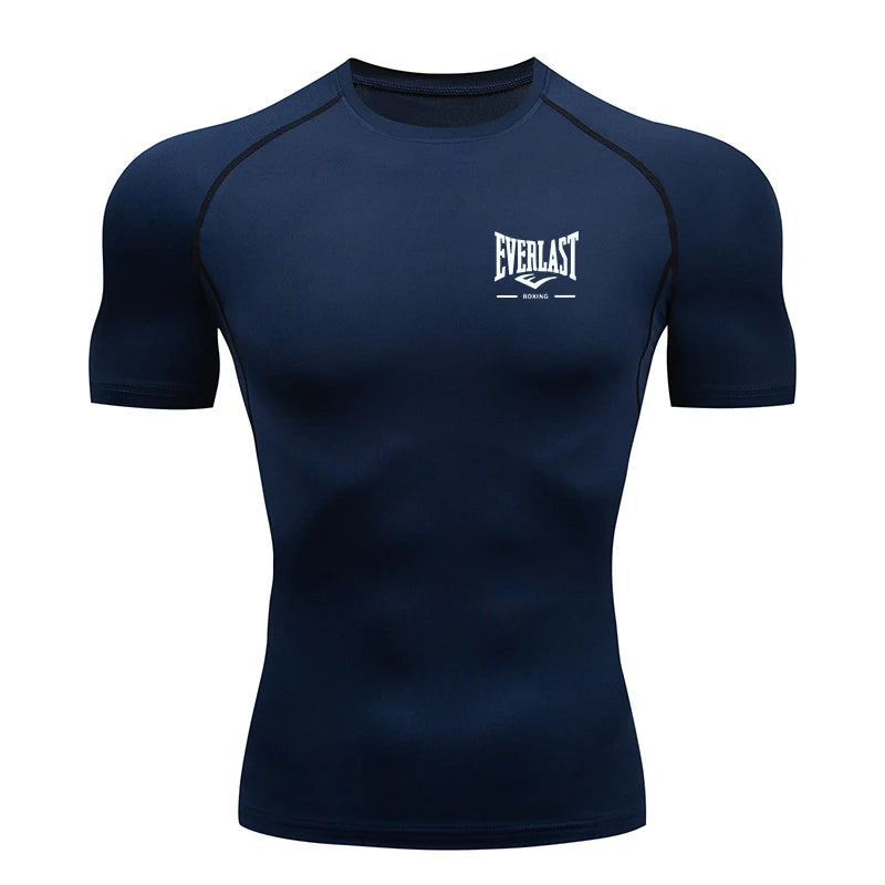 Camiseta de Compressão Masculina para Corrida Manga Curta Treino de Academia Fitness Jogging Esportiva