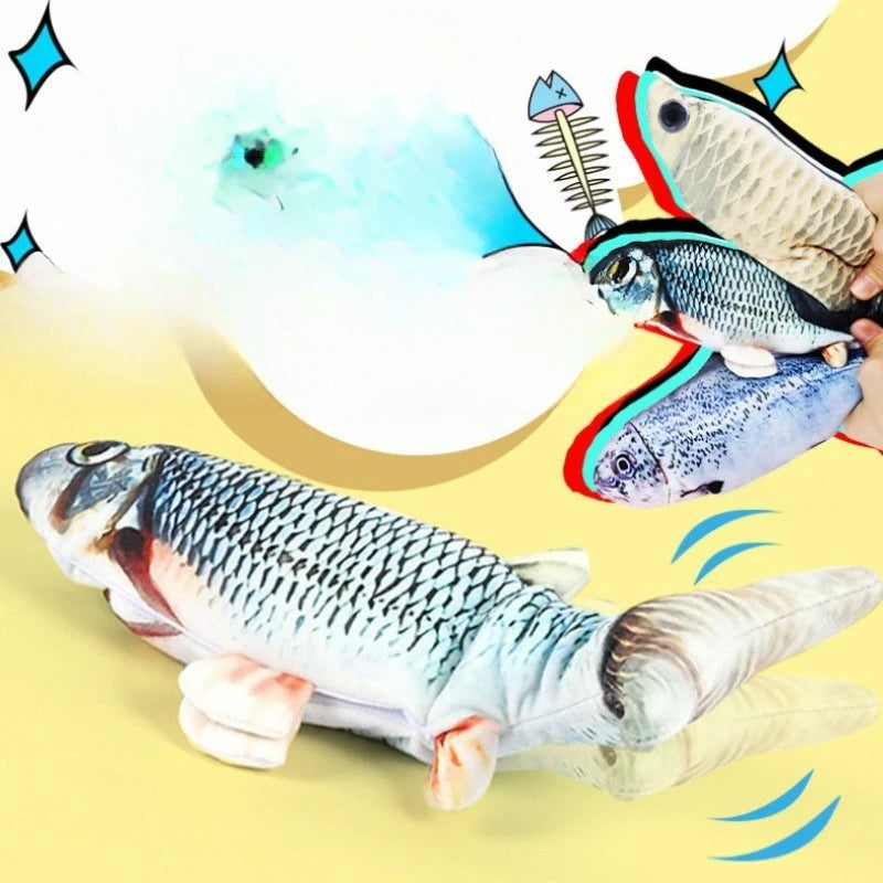Brinquedo Elétrico de Gato Peixe Vibratório de Pelúcia Interativo para Gatos Brincarem Sozinhos