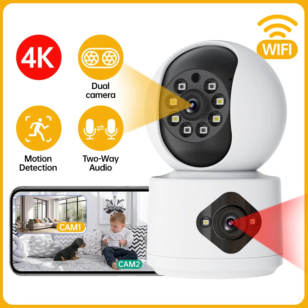 Carecam/Yoosee/O-Kam 4MP Dual - Lens  Full - Color Wireless PTZ  Intercom IP Dome  Camera AI Humanoid Detection CCTV Baby Monitor