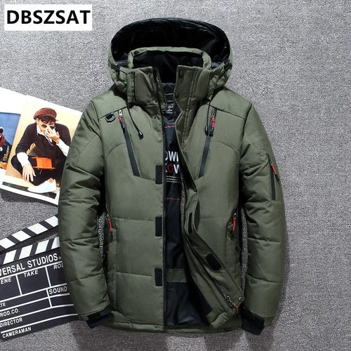 '-20 Degree Winter Down Coat Men White Duck Down Parkas Jacket Mens Thick Warm Snow Parka Jacket Overcoat Windbreaker Warm Parkas