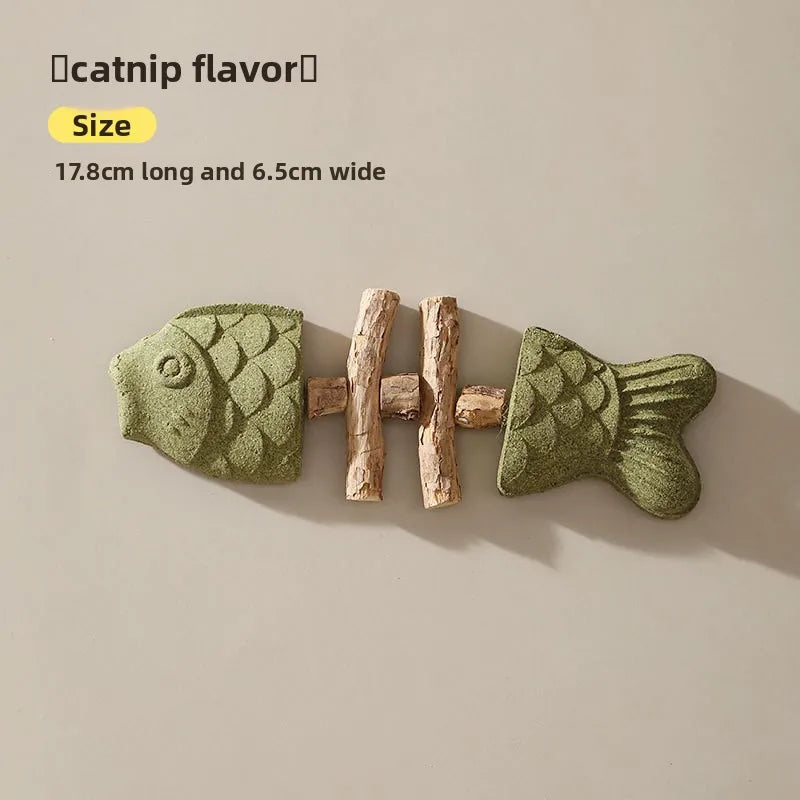 Brinquedo para Gatos em Formato de Espinha de Peixe, Silvervine Natural, Graveto de Madeira para Roer, Brinquedo Interativo para Gatinhos e Dentição