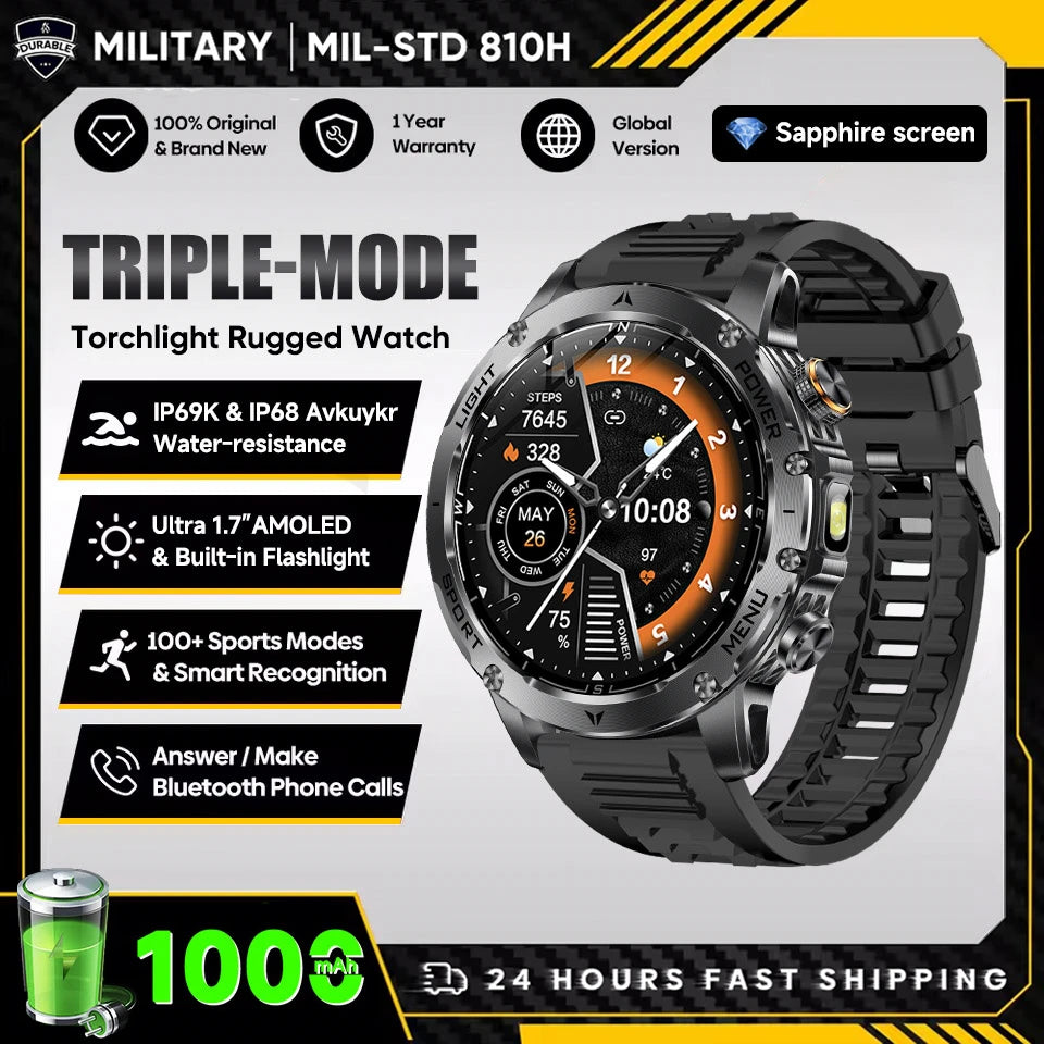 Military T-Rex 3 Ultra 1000mAh 5ATM Flashlight Heart Rate