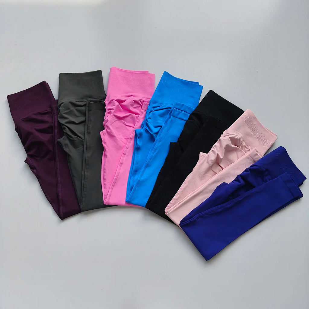 Legging Feminina Sem Costura de Cintura Alta para Academia Yoga Push-Up Calça Esportiva Elástica para Fitness Corrida Levanta Bumbum Academia Pilates