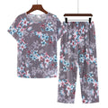 Roupa de Dormir Feminina Pode Ser Respirável e Antibacteriana Pijama de Algodão Fino Feminino Conjunto de Manga Curta Tamanho Grande