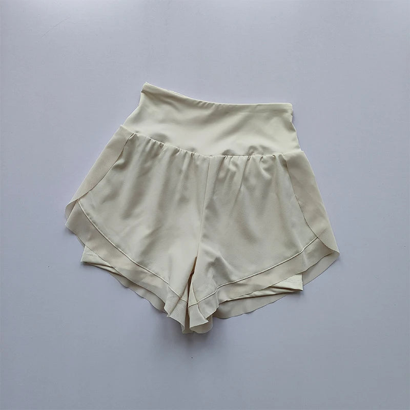Shorts Esportivos Femininos de Verão em Tela 2 em 1 de Secagem Rápida para Yoga Shorts Respiráveis para Fitness Shorts de Corrida de Cintura Alta