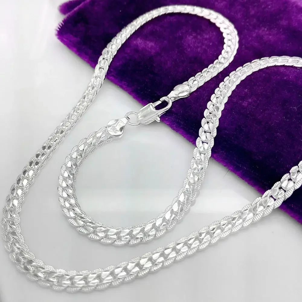 20-60cm 925 Sterling Silver Luxury Brand Design 6mm Fine Necklace Chain for Woman Men Fashion Wedding Engagement Jewelry