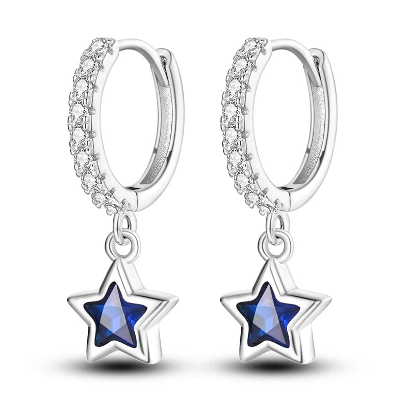 Orstarry 925 Sterling Silver Crystal Circular Eardrops Drop Earrings Women Earrings Charm Fashion Versatile Party Jewelry Gifts