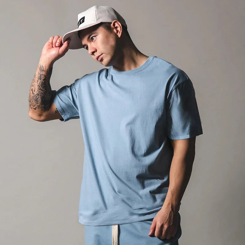 Camisa Esportiva Masculina de Algodão para Academia Japão e Reino Unido Camiseta de Corrida Masculina Manga Curta Camisetas de Treino para Homens Fitness Solta Tamanho Grande M-Xxxl