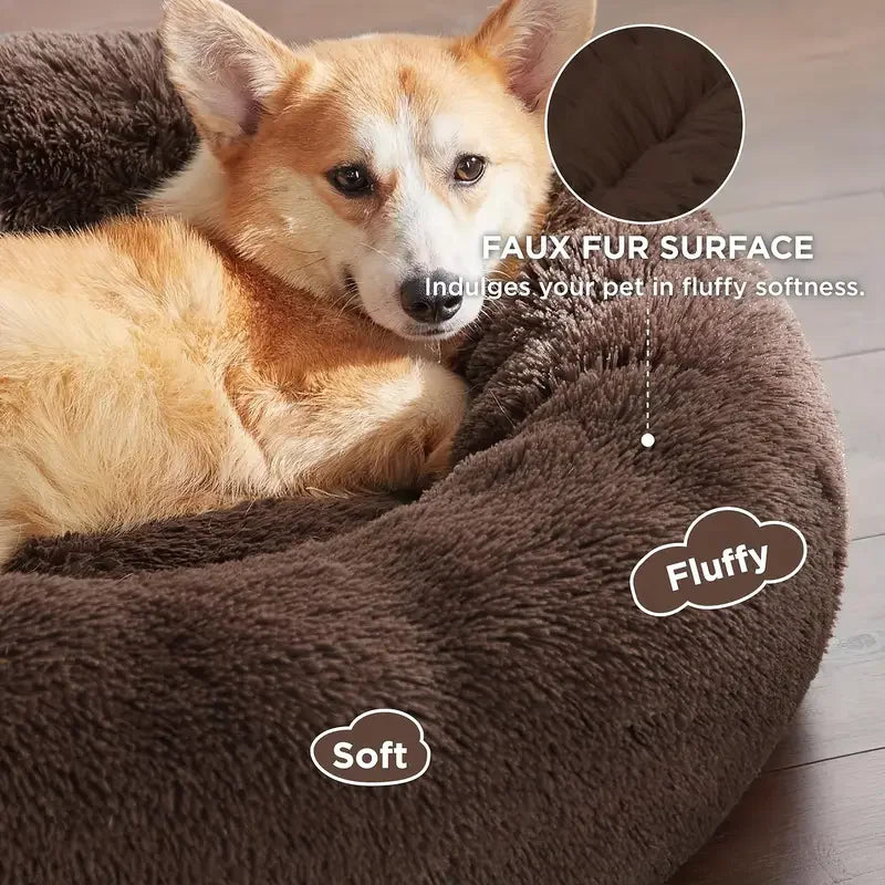 Cama Redonda para Cães, Cama Quente de Inverno para Gatos, Cesto de Pelúcia para Cães, Cama Lavável para Pequenos, Médios e Grandes Cães, Sofá para Gatos