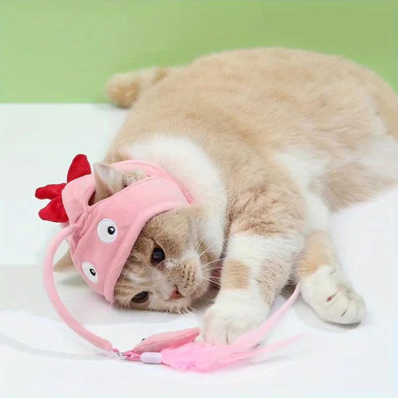Brinquedo Ajustável Interativo para Gatos - Brinquedo Pet Teaser para Horas de Diversão, Acessório Cosplay para Gatos