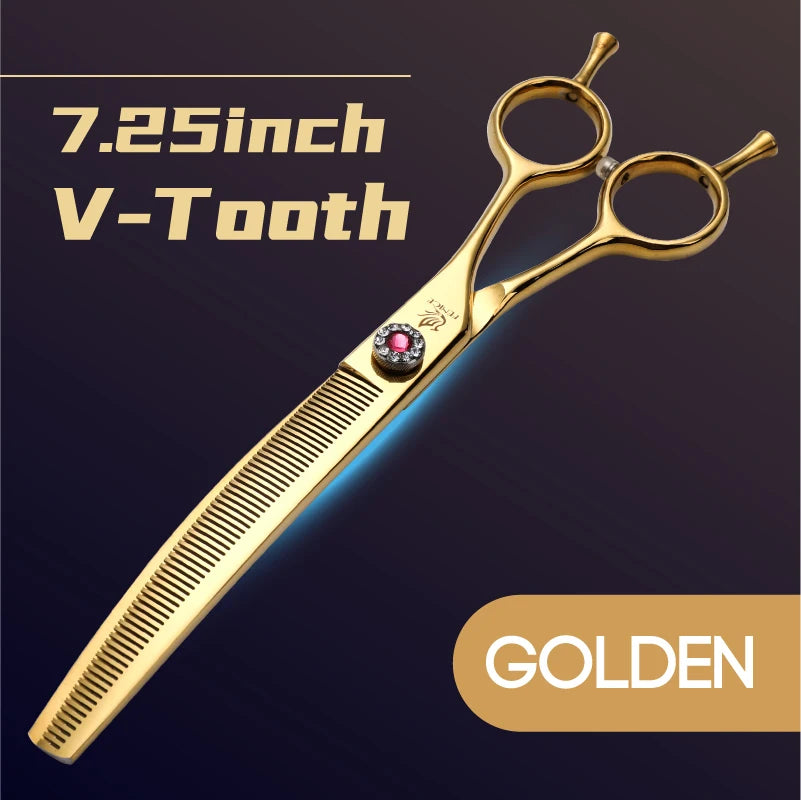 Fenice Professional JP440c 7 polegadas Tesoura para Cães de Estimação de Alta Qualidade Curva Tesoura para Desbaste Tesoura para Tosa Dentada