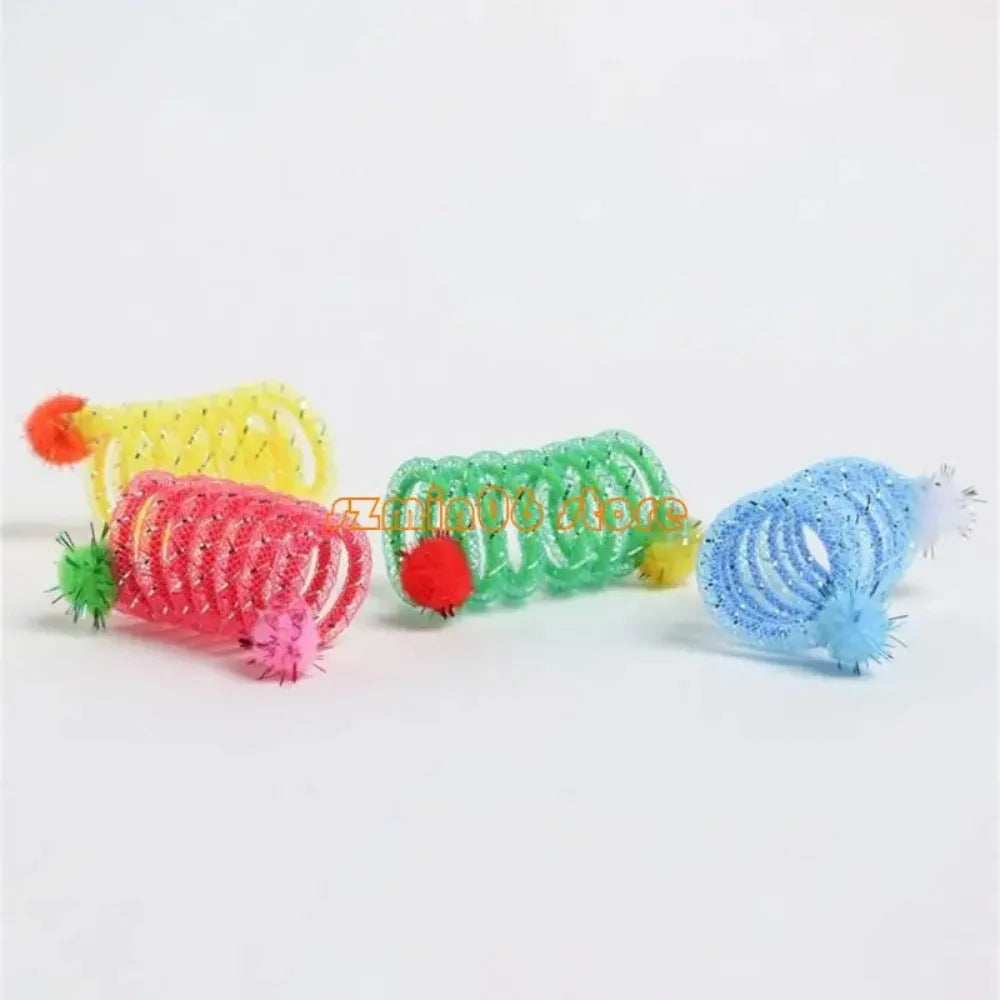 1 Peça Molas Coloridas com Bola de Pelúcia Brinquedo para Gatos Mastigarem para Brincadeiras Internas e Externas Estimulando a Curiosidade e
