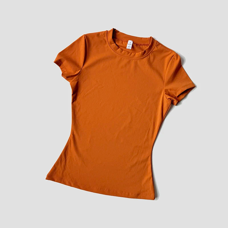 Blusas Yoga Femininas Sem Costura Esportivas Camisetas Fitness Manga Curta Yoga Camisa Top para Academia Corrida Treino Ativo