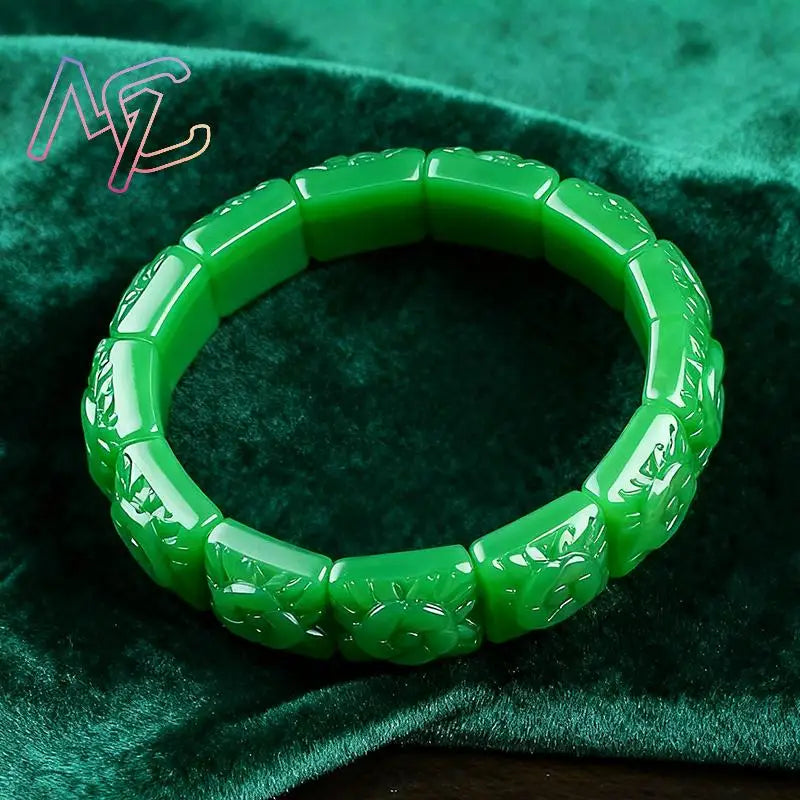 Real Jade Flower Bracelet Bangle Designer Vintage Natural Jewelry Gifts for Women Talismans Charm Luxury Accessories Amulet