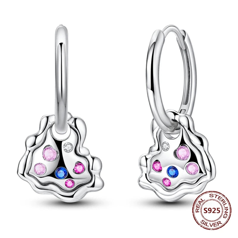 Love Heart Earrings 925 Sterling Silver Original Shining Zircon Heart Hoop Earrings For Women Wedding Anniversary Jewelry Gift