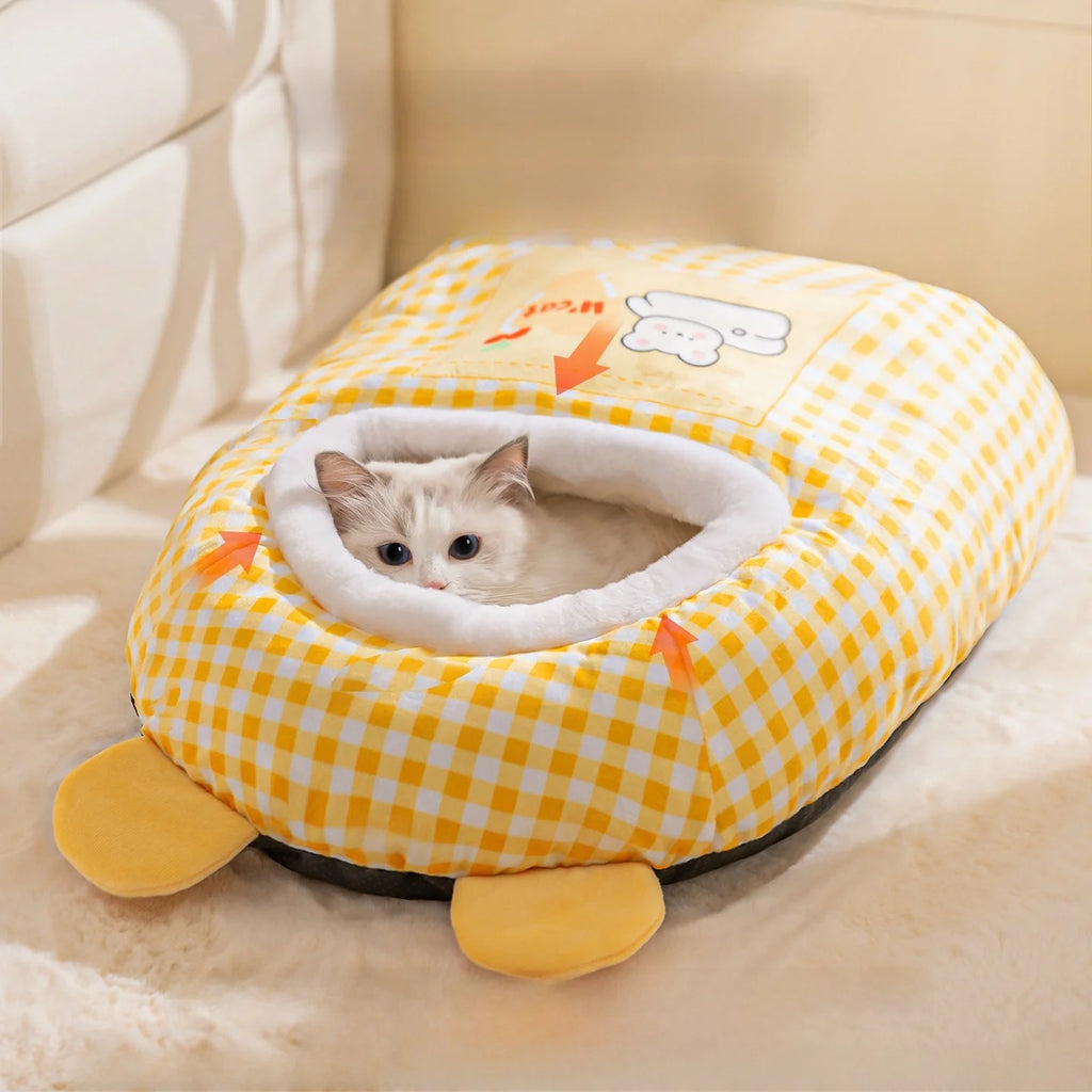 Calor e Se  Cama Saco para s e Cães Pequenos Uso Interno Aconchegante Inverno Design Fechado Ninho de Estimação Casa Confortável