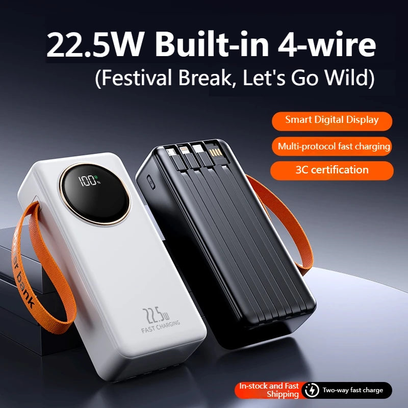 Power Bank Portátil 80000mAh Carregador Super Rápido 22.5W Grande Capacidade