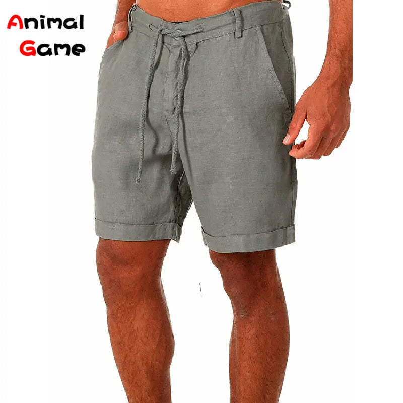 Moda Verão Masculina Shorts de Linho Masculino Shorts de Praia de Algodão Masculino Novo Selvagem Lazer Solto Sólido Shorts Cargo para Homens Shorts de Moletom