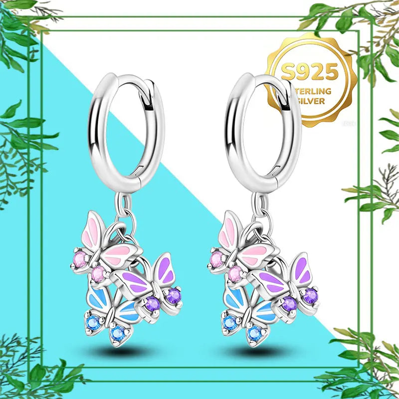 Brincos Femininos Pendentes 100% Genuínos em Prata Esterlina 925 Hipoalergênicos Luxuosos Elegantes Joia Fina Presente de Aniversário para Ela