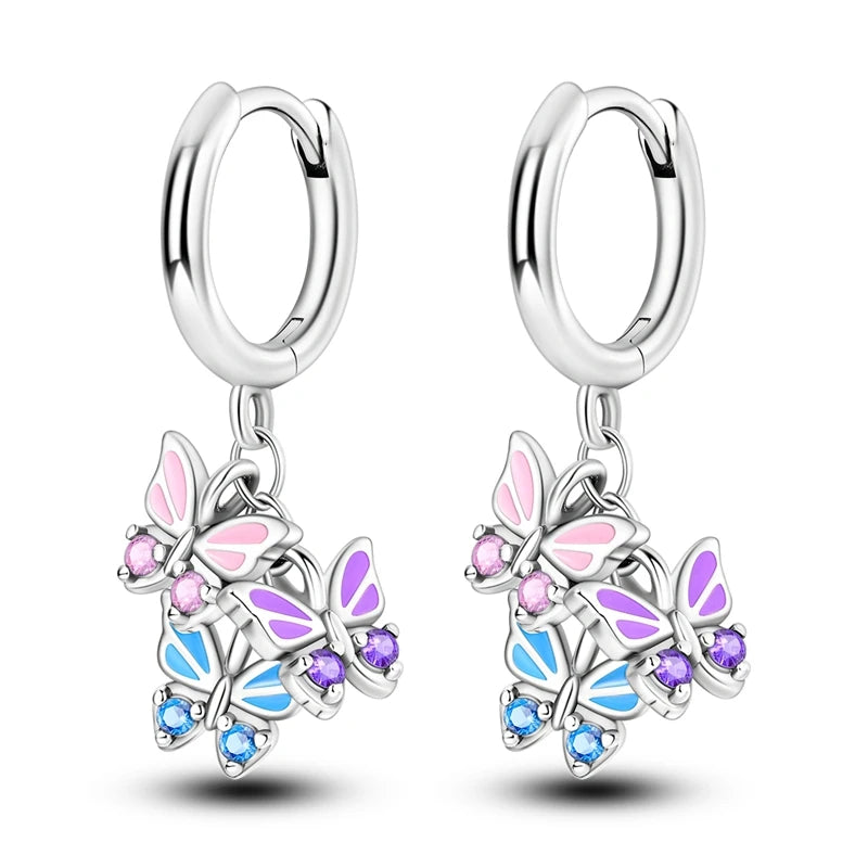 Love Heart Earrings 925 Sterling Silver Original Shining Zircon Heart Hoop Earrings For Women Wedding Anniversary Jewelry Gift