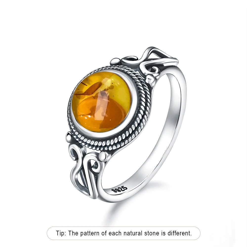 Anel Vintage de Prata Esterlina 925 com Pedra Labradorita Natural Redonda de 8MM Forte Brilho Anel de Pedra Preciosa Presente para Mulheres e Homens