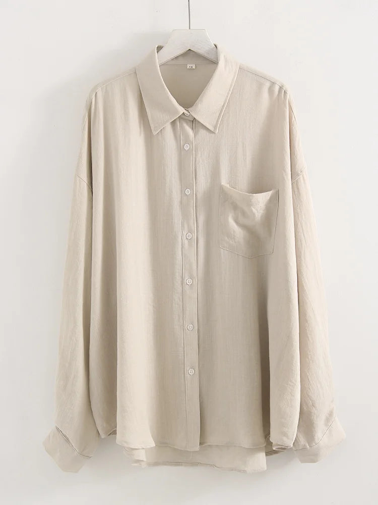 Camisas femininas de linho azuis de verão, blusas longas e grandes, camisas verdes femininas para o trabalho, blusas básicas de linho femininas, camisas brancas femininas