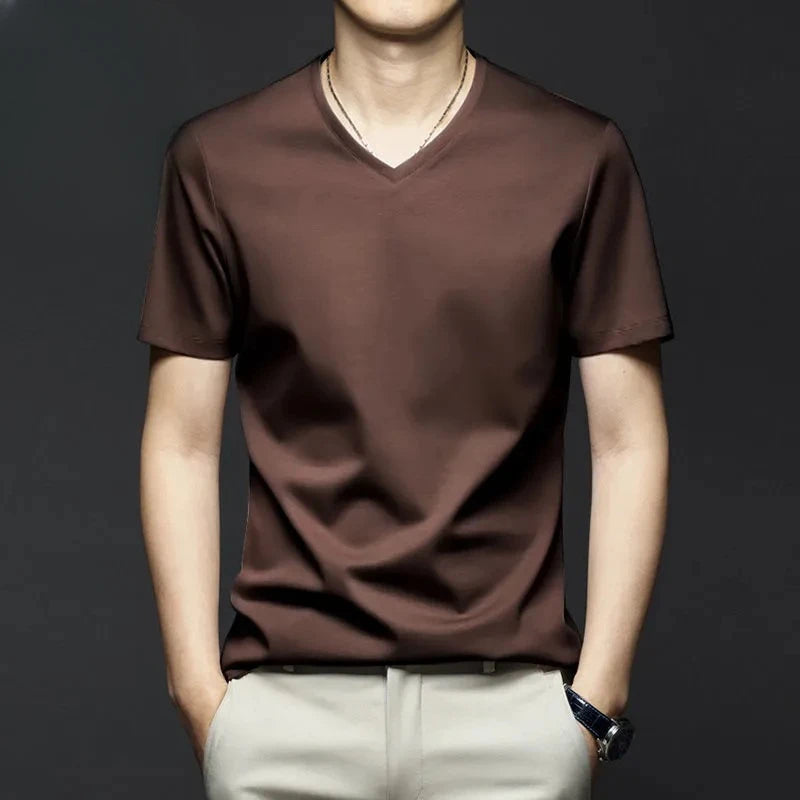 Minglu Modal Summer Men's T-shirts High Quality Short Sleeve Solid Color Round Collar Simple Casual Male Tees Plus Size 5XL