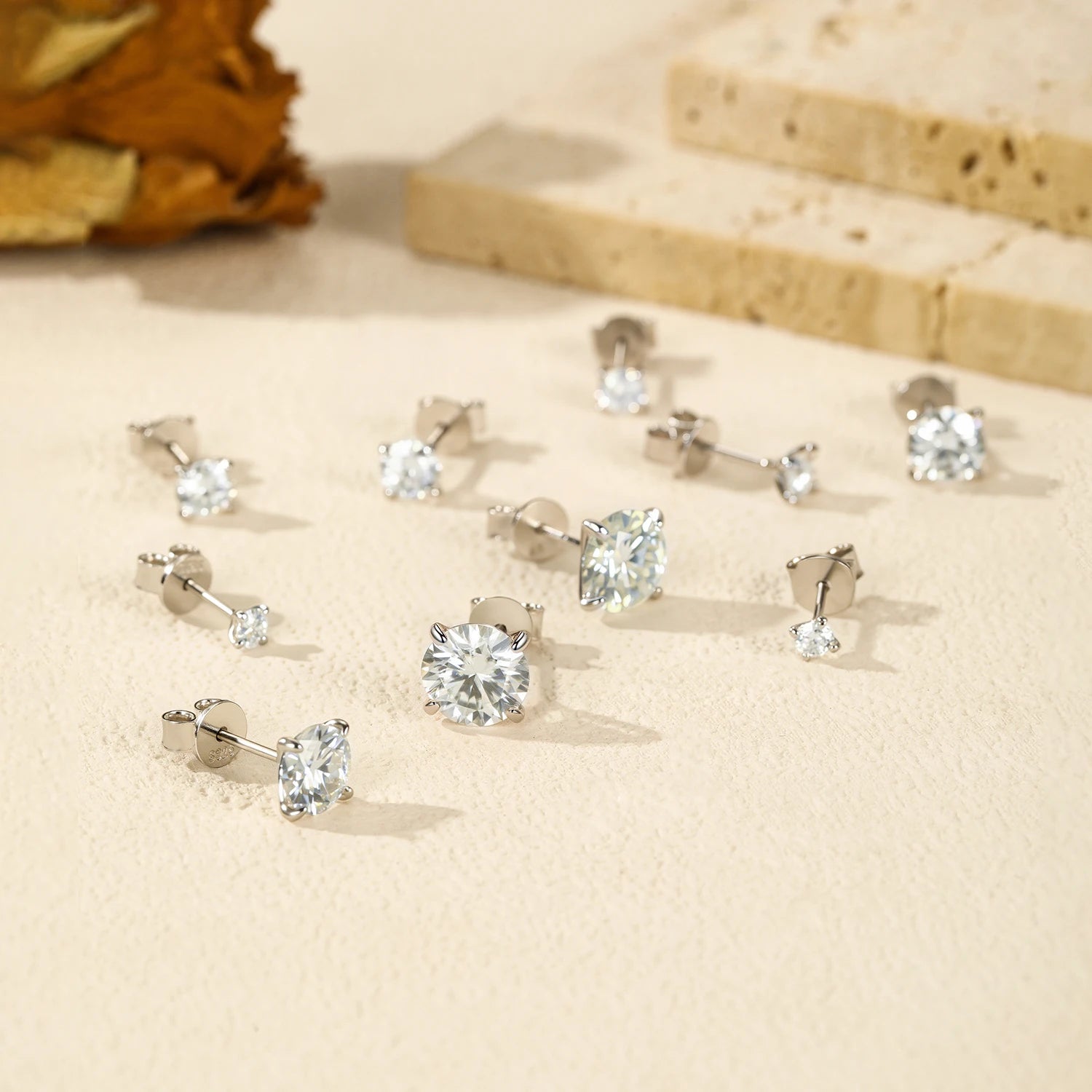 MODIAN Brincos de Moissanite de 5 Tamanhos Cor D Brincos de Tarraxa de Prata Esterlina 925 Brilhantes de Luxo Para Mulheres Joias Finas de Casamento