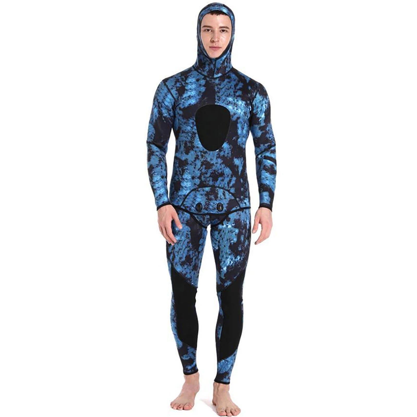 Roupas de mergulho em neoprene para mergulho autônomo, 3MM, inverno, quente, masculino, com capuz, para surf, zíper frontal, snorkeling, caça submarina, roupa de mergulho com capuz, Brasil