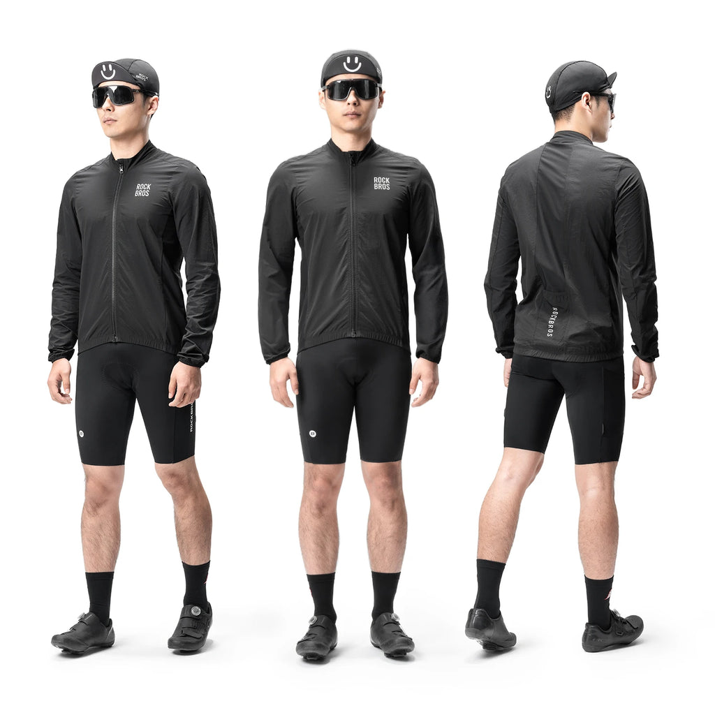 Rockbros Jaqueta Ciclismo Leve Corta-Vento Roupa Manga Comprida Quebra-Vento Refletiva Respirável Tamanho EUR