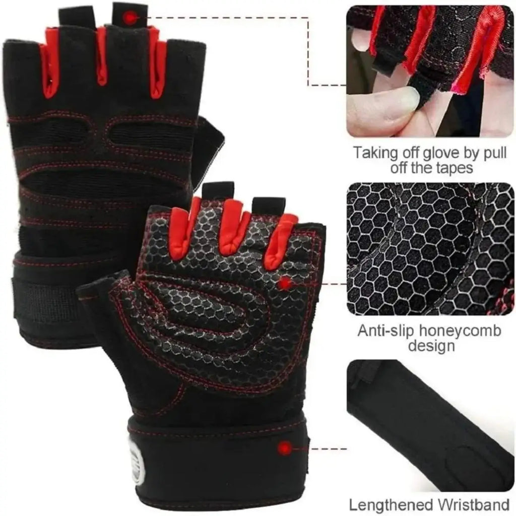 Luvas de Academia Masculinas Femininas Fitness Levantamento de Peso Luvas de Pulso Musculação Treino Esportes Ciclismo Antichoque