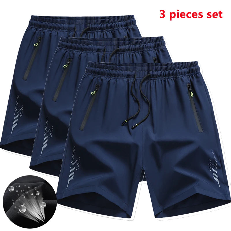 3 Peças Novos Shorts de Corrida Masculino Shorts Esportivos de Academia Secagem Rápida Treino Fitness Jogging Calças Curtas Masculino Shorts de Prancha de Verão