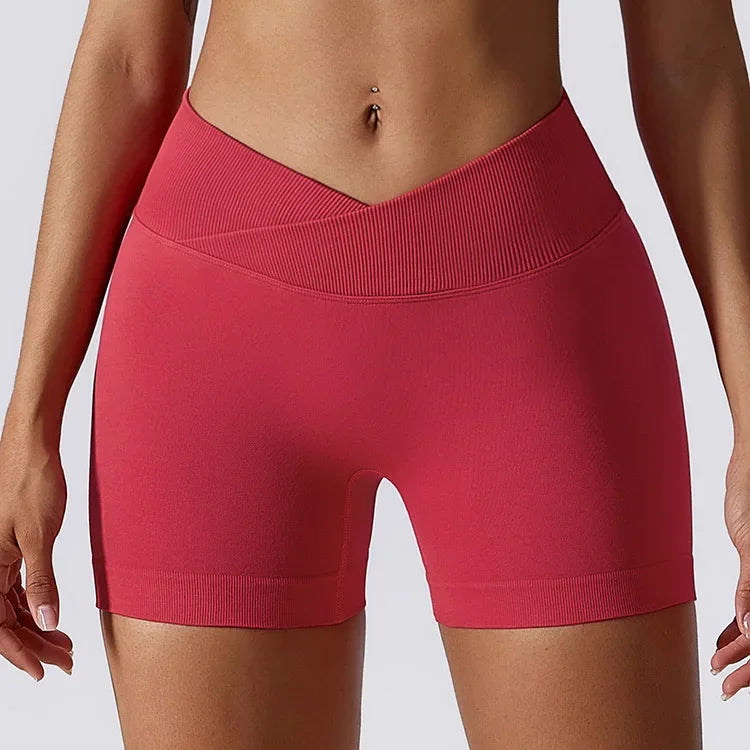 Short Mulher de Academia Cintura Alta Fitness Treino Yoga Roupa Corrida Legging Levanta Bumbum Shorts Ciclista Esportivo