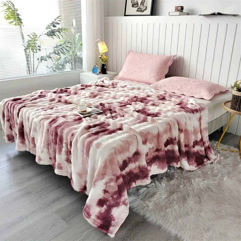 Luxurious Faux Rabbit Fur Bed Blanket - Soft, Thick, and Warm  Throw  All Seasons, Versatile for Sofa, Shawl, Travel, and Gifts